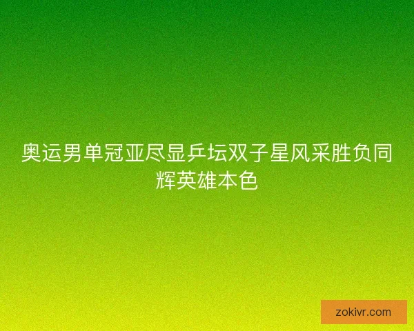 奥运男单冠亚尽显乒坛双子星风采胜负同辉英雄本色